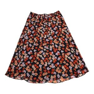 Ann Taylor Floral Print Midi Flowy Skirt Size M